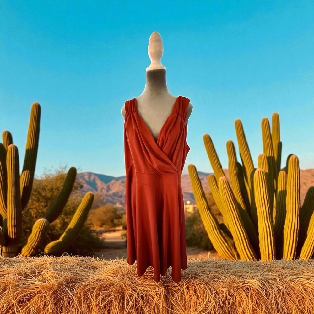 Grace Karin Terracotta Sleeveless Midi Dress